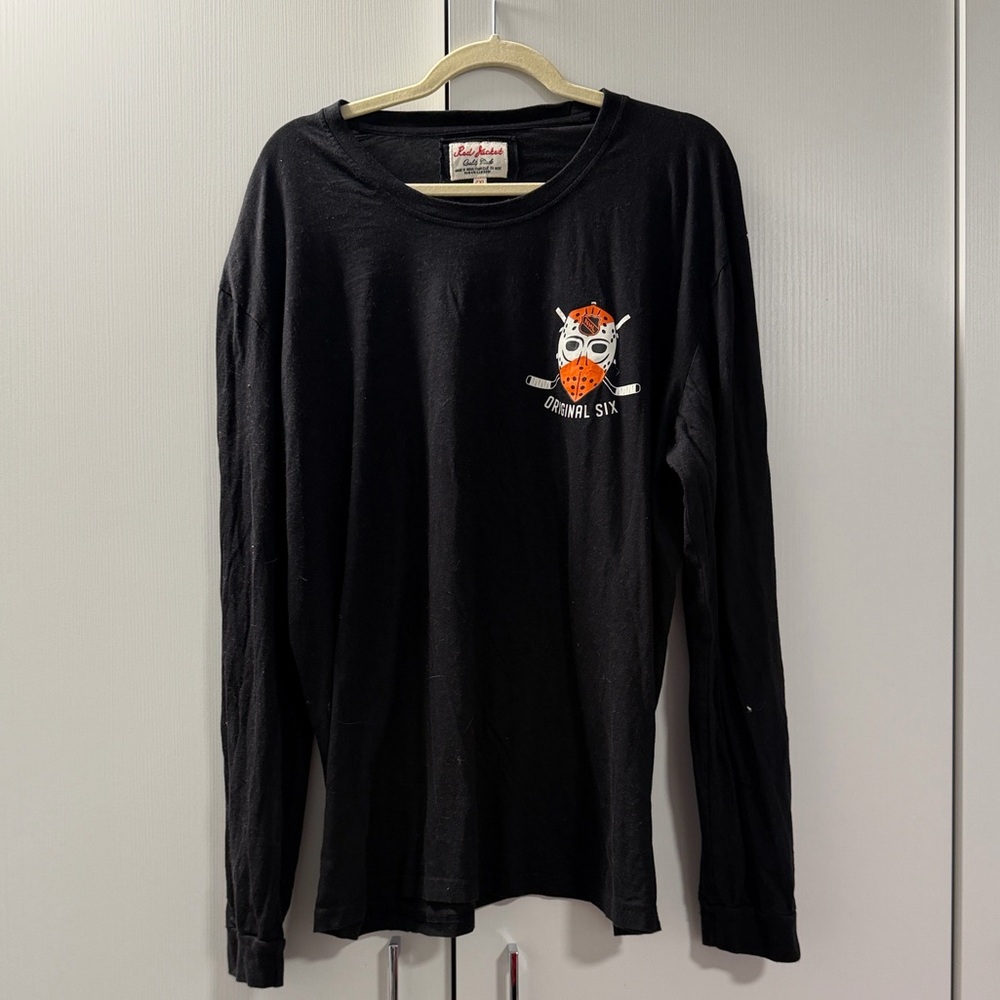 NHL Original Six Long Sleeve Tee 2XL Red Jacket Black Hockey Graphic Shirt
